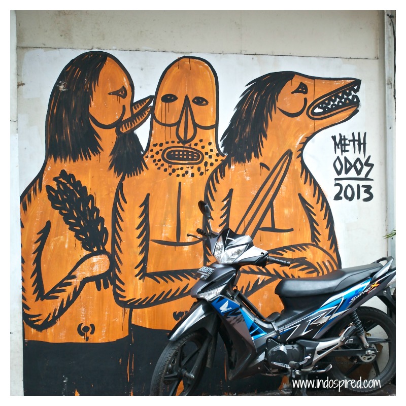 Yogya street art PD2 3 Dudes + motorbike Pic